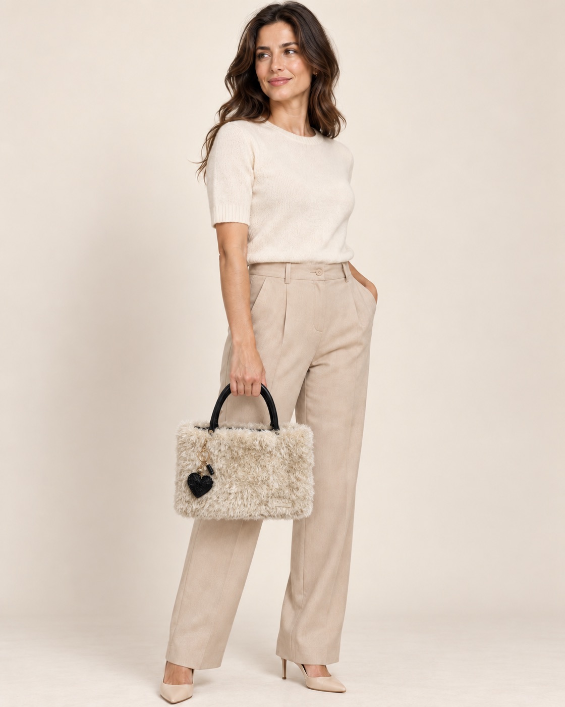 Anteprima IA: modella di riferimento con la borsa Teddy Neve 1